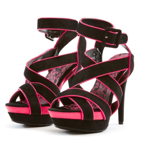 DOLLHOUSE MOONRISE TWO-TONED STRAPPY DOUBLE PLATFORM STILETTOS - Picture 4 of 6